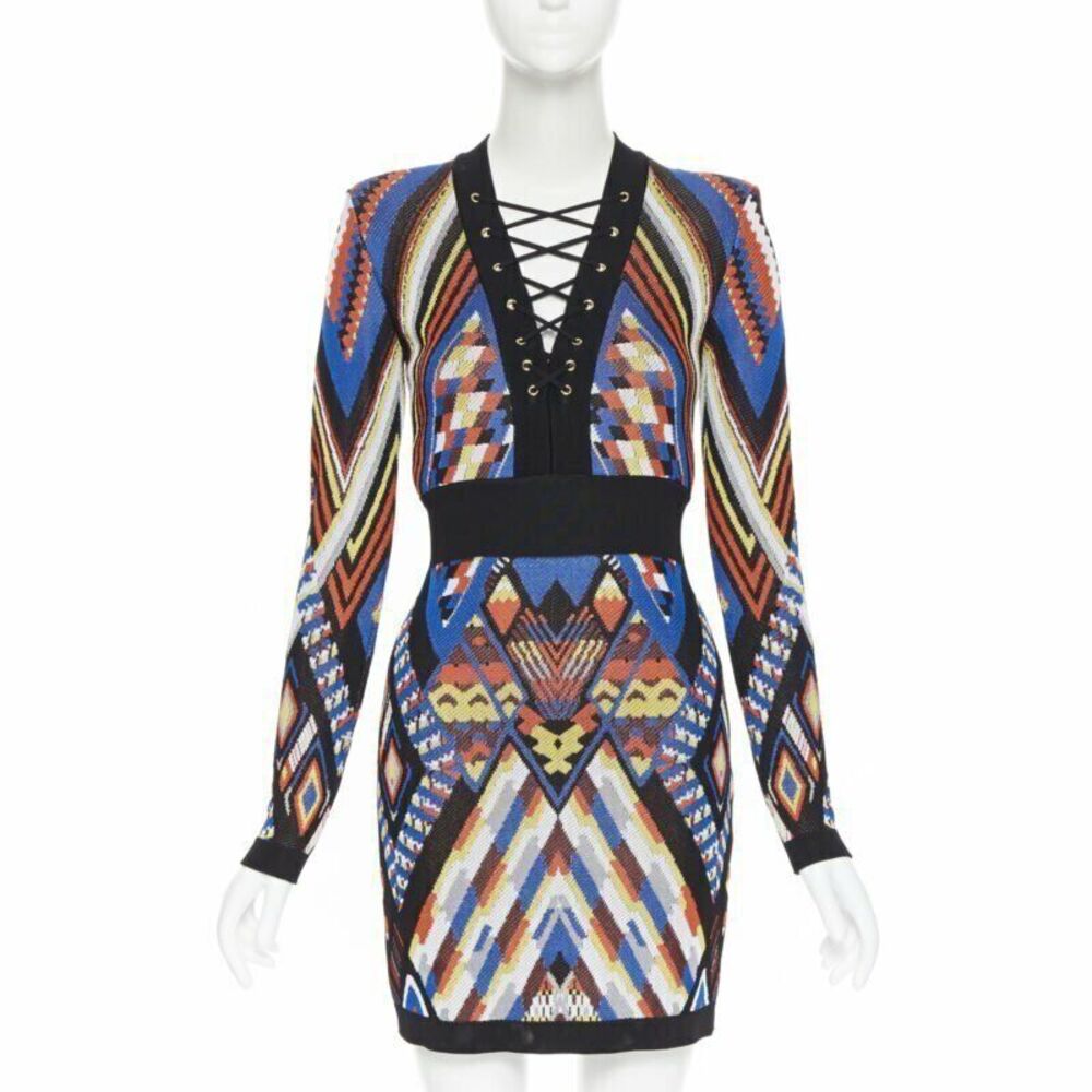 Balmain Tribal Knitted Bodycon Dress